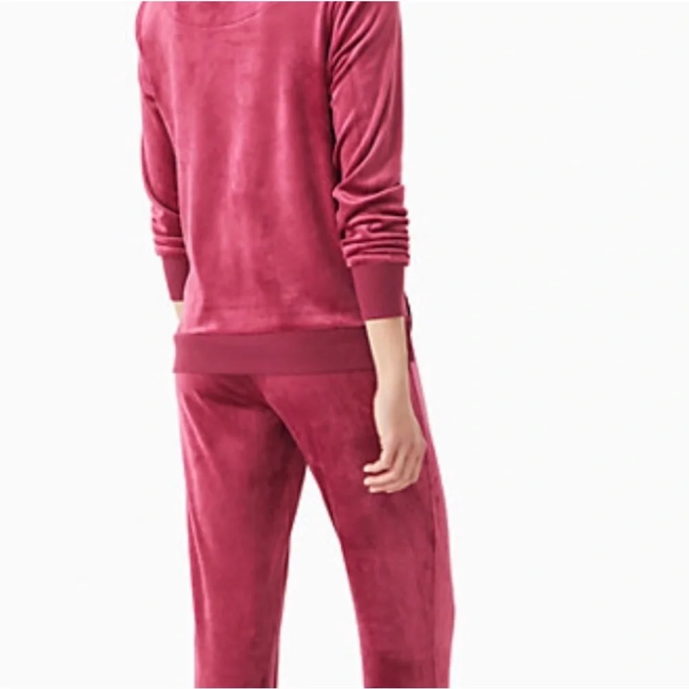 Kate Spade Velour “Sparkle & Shine” Pajama Jogger Set Pink Burgundy- Size XL